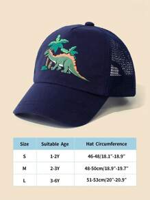 1顶幼儿棒球帽，恐龙图案，男女通用，适合0-8岁儿童 - 藏蓝色 - 查看 3