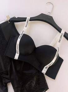 2pcs Women's Non-Underwire Letter Strap Bra, No Padding Push-Up Bra For Small Chest [Specially Designed For Flat-Chested Women] Lingerie - Multicolor - View 6