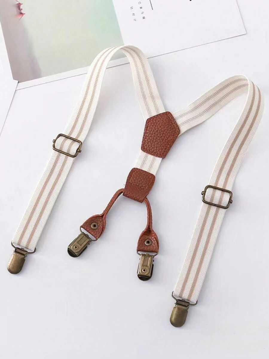 1 Máy Tính Trẻ Em Sọc Suspender Quần Kẹp Đai Cho Bé Trai Cao Lên Đến 13Cm, Chống Trơn Trượt Cho Bé Suspender Cố Định Kẹp - Dây đeo kẹp đôi - Xem 1