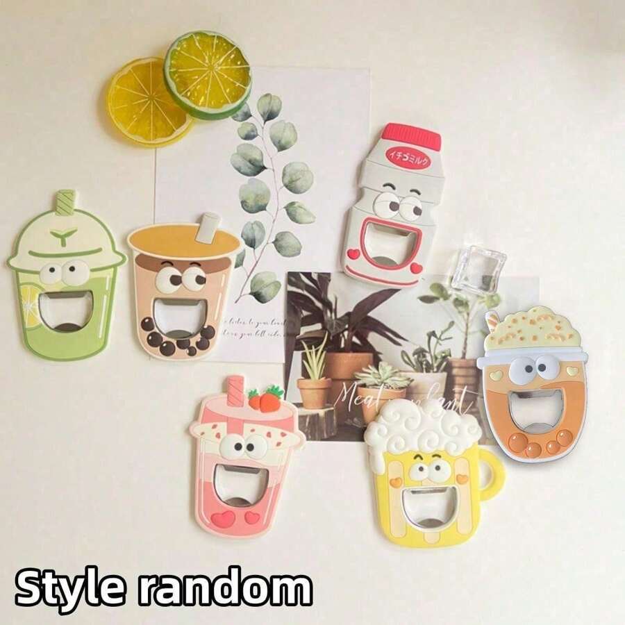 1 件，厨房小工具，夏季啤酒开瓶器，奶茶杯，磁吸冰箱，瓶粘器，开瓶器，派对 - 彩色 - 查看 1