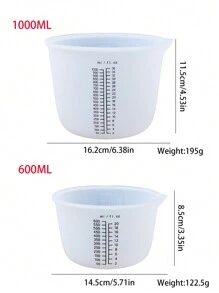 1pc 600ml/1000ml Silicone Measuring Cup With Scale, Liquid Container Silicone Mixing Cup For DIY Epoxy Resin - White - View 2