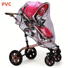 通用嬰兒車雨罩，能防風、防雨、防曬的透明透氣嬰兒車遮陽罩，配件為推車傘雨衣 - 彩色 - 查看 6