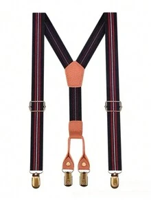 1 Máy Tính Trẻ Em Sọc Suspender Quần Kẹp Đai Cho Bé Trai Cao Lên Đến 13Cm, Chống Trơn Trượt Cho Bé Suspender Cố Định Kẹp - Dây đeo kẹp đôi - Xem 2