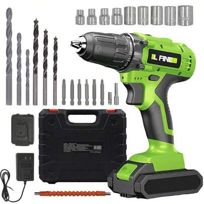 Shendy Vendy Atornillador Desatornillador Inalambrico con 1360 RPM Máximo Luz Led 50 N/M, 442.5 IN-IB, Puntas Brocas Extensor Dados y Bateria Incluidos