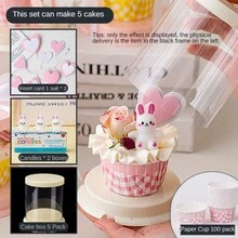 2pcs/3pcs/8pcs/9pcs/109pcs Valentine's Day 2-Inch Red Paper Cup Cake Transparent Portable Box Round Packaging Box Heart Shaped Candle Confession Decoration - Multicolor - View 11