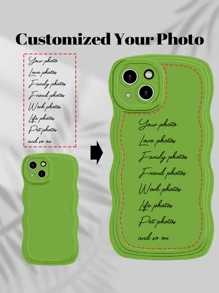 Green 1pc Personalized Custom Full-Covered Silicone Camera Lens Protection Phone Case With Picture/Photo Printing, Compatible With IPhone 15/14/13/12/11 Pro Max Wedding