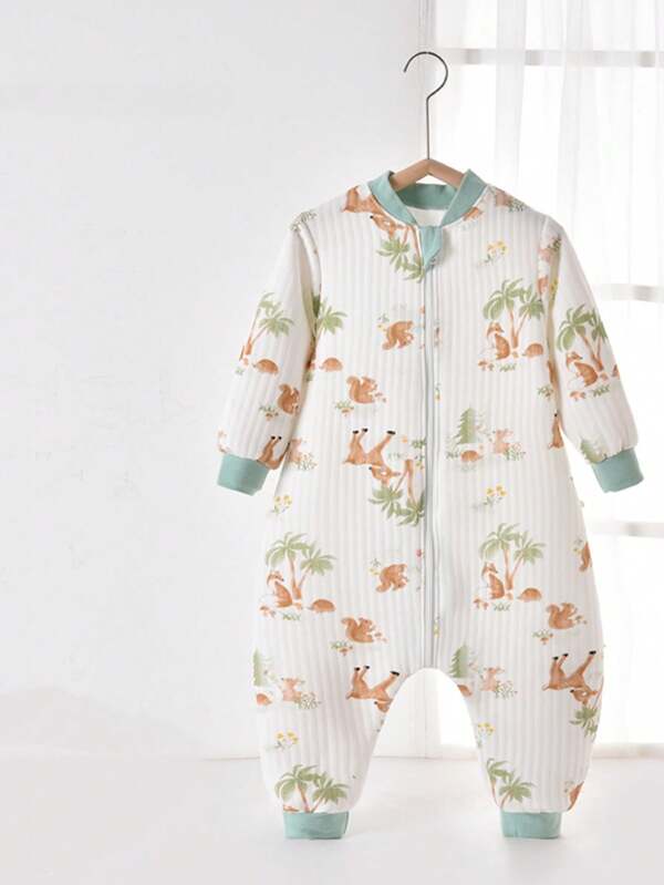 Saco de dormir de bambu quente para bebês, macacão com capa antiderrapante para os pés, design unissex de 4 estações