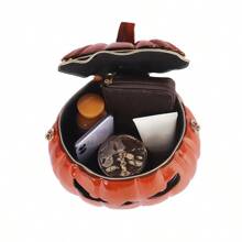 万圣节南瓜钱包，女士新奇斜挎包，有趣的万圣节手提包，万圣节包包，非常适合化装派对、万圣节时尚和哥特式时尚 - 橘色 - 查看 8