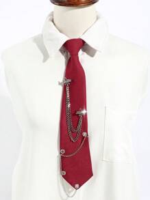 1 pieza Collar gargantilla rojo con detalles de borla y decoración de estrella de rhinestone, adecuado para citas y uso diario, accesorio escolar para mujer - Rojo - Ver 19