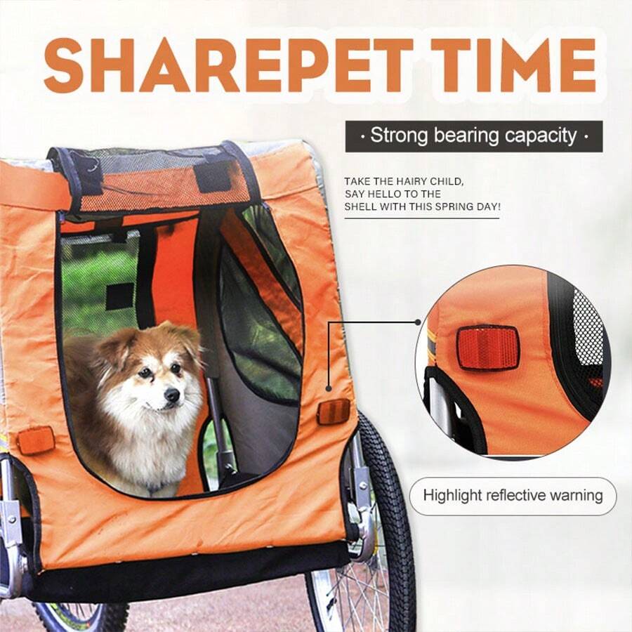 Bike Trailer Pet Stroller, Foldable Outdoor Travel , For Large And