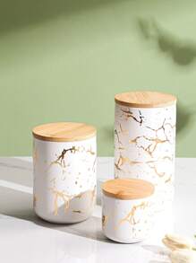 1 件北欧风格带盖陶瓷罐，厨房食品储存罐，适用于谷物、干果、糖果、咖啡、茶，适合户外、婚礼、派对、礼物、生日、圣诞节 - 白色 - 查看 2