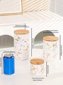 1 件北欧风格带盖陶瓷罐，厨房食品储存罐，适用于谷物、干果、糖果、咖啡、茶，适合户外、婚礼、派对、礼物、生日、圣诞节 - 白色 - 查看 3