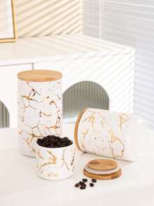 1 件北欧风格带盖陶瓷罐，厨房食品储存罐，适用于谷物、干果、糖果、咖啡、茶，适合户外、婚礼、派对、礼物、生日、圣诞节 - 白色 - 查看 4