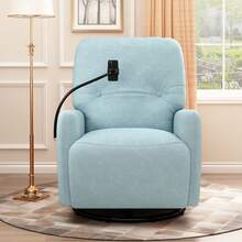 MERAX 270 Degree Swivel Electric Recliner Home Theater Seating Single Reclining Sofa Rocking Motion Recliner With A Phone Holder For Living Room - Màu xanh lam - Xem 2