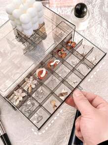 1pc Multi-Compartment Transparent Jewelry Storage Box And 1pc Acrylic Transparent Jewelry Box, Three-Layer 72-Grid High-Capacity Portable Jewelry Storage Box, Bathroom Storage Box, Desktop Storage Drawer Box, Stackable Storage Box Storage Rack, Dressing Table Jewelry Storage Box With Drawer Back To School - Multicolor - View 5