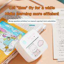 迷你口袋印表機標籤打印機，配備6卷7x30mm熱敏紙（3種彩色貼紙+3種小熊紙標籤貼紙），無墨無線熱敏印表機，57mm印刷附注照片印刷便攜式印表機辦公室使用 - Pink Printer with 6Rolls Paper B - 查看 5