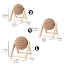 1 件猫抓板玩具，天然剑麻绳猫抓球，旋转猫抓板玩具，适合猫和兔子，室内互动木制宠物玩具 - 杏色 - 查看 6