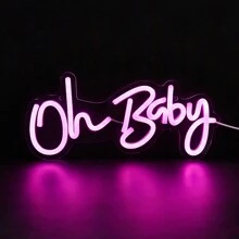 Chi-Buy 1PC Oh Baby LED Neon Sign Treo tường Đèn trang trí nội thất Đèn ngủ dùng nguồn USB cho phòng ngủ của bé, phòng trẻ em, phòng khách, đám cưới, sinh nhật, tiệc tùng, quà tặng bé gái Dấu hiệu neon - Màu vàng - Xem 5