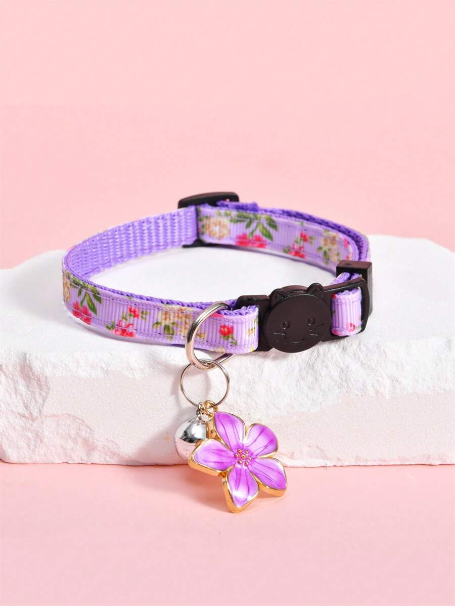 Collier pour chat et chien à fleurs avec grelot, collier extérieur pour animal de compagnie