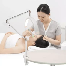 Luminária Led Meia Lua Estética Maquiagem Cílios Manicure Com Suporte Para Celular Mesa - Branco - Visão 1