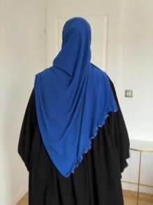 1 件女士休闲纯色莫代尔柔软边缘装饰阿拉伯风格长围巾，适合日常使用 - 白色 - 查看 7