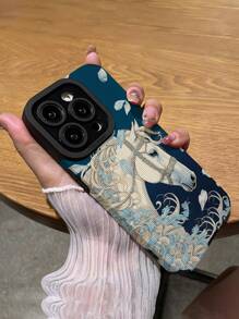 WeiMi 1 件浪漫蓝色花田与优雅白马图案防摔触控手机壳兼容 iPhone 和三星（适用于 15/15PLUS/15PRO/15PROMAX） - 彩色 - 查看 5
