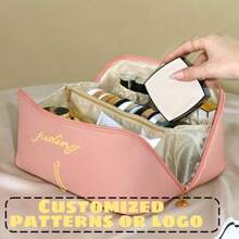 1pc Custom Makeup Bag Pillow Bag, Pu Leather Cloud Makeup Bag Pillow, Large Capacity Portable Makeup Case, Travel Toiletries Bag, Cosmetics Storage Bag