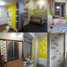 1入組泡沫3D立體自粘牆紙，防撞柔軟包裝，臥室裝飾防水防潮牆貼紙（部分配件顏色隨機），廚房，廚房用品，食品，烹飪，露營，度假，海灘，房間裝飾，整理收納，派對，旅行。 - 彩色 - 查看 3