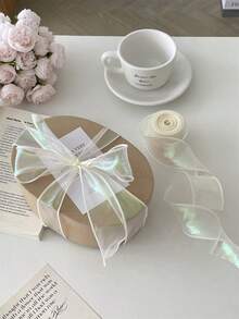 4cm Iridescent Organza High-End Elastic Ruffle Bubble Pleated Ribbon For Cake, Birthday Box, Gift Wrapping, Decorations, Flower Arrangements, DIY Bow, Mother's Day, Valentine's Day, Goddess Festival, And Other Festive Occasions - Multicolor - View 4