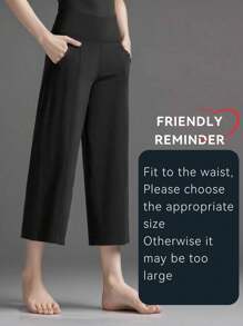 GEMCHO Women' Yoga Ultra Loose Pants With Pockets And Tummy Control High Waist In Flare Crop Spring/Summer