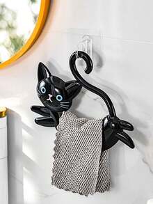 1pc Cat-Shaped Towel Rack With Suction Cup, No Drill Bathroom Storage Rack, Kitchen Hand Towel Hook - Multicolor - View 10