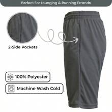 Men's 5-Pack Lightweight Breathable Moisture Wicking Mesh Shorts - Carolina Blue & Charcoal & Navy & Royal & Silver - View 3