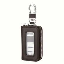 1pc Premium PU Leather Car Key Cover - Durable & Stylish Protection With Zipper Closure For Smart One-Button Start Remote Control, Business-Grade Waist Hanging Case