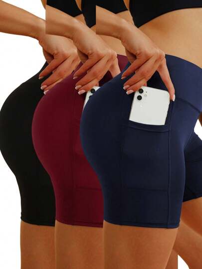 3pcs Women's High-Waist Cycling Shorts, Super Soft Non-See Through Workout Yoga Running Shorts For Outdoor Activities Women Boxer Shorts