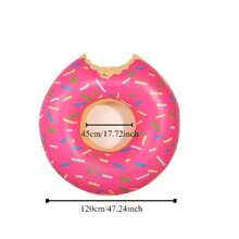 Adult Inflatable Donut Water Toy, Strawberry Flavored Swimming Ring - Pink - View 2
