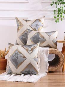 1pc Golden Thread Geometric Jacquard Pillowcase