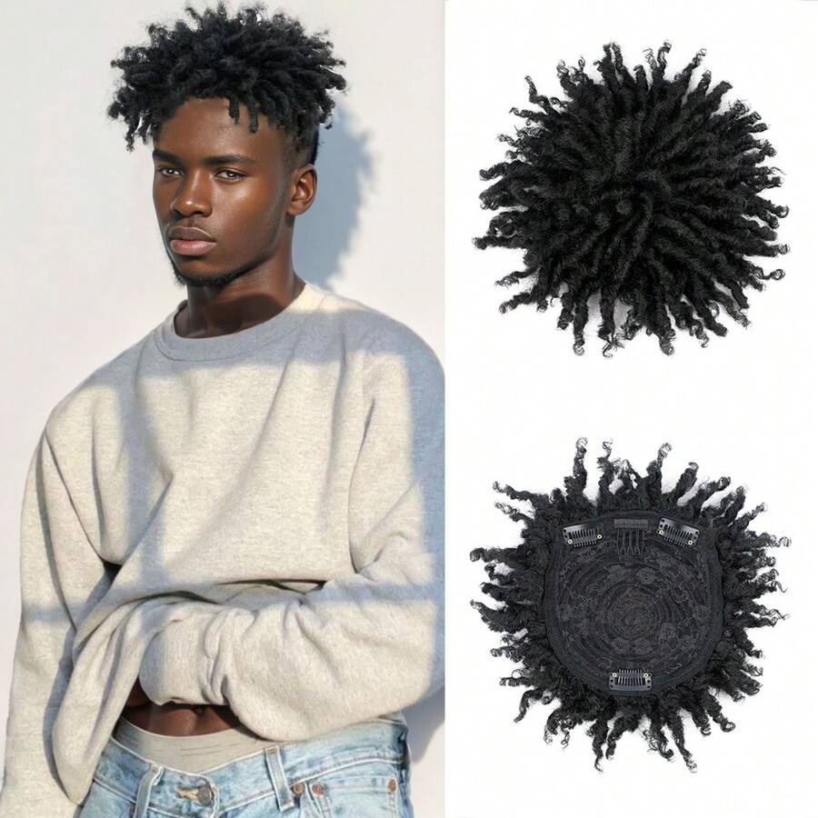 BELLQUEEN Dreadlock Hair Dreadlock Wig Topper Wig With Clips In, Synthetic Locs Braided Hair Half Wigs, Short Dreadlocs Wig For Wen 3Inch - Black - View 1