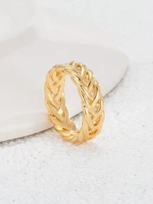 Charm-In Women's Gold Weave Design Ring - Perfect Gift For Mom, Mother's Day/Birthday Present - Hypoallergenic, Fade-Resistant, Stackable Ring With Comfortable Weight - Yellow Gold - View 4
