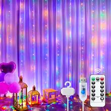 300 LED Window Curtain Lights, 9.8x9.8 Ft (Approx. 3 Meters*3 Meters), Warm Lighting, USB Powered, 8 Modes Remote Control, Hanging Lights For Bedroom, Indoor, Outdoor, Wedding Party (Color/Warm White/Pure White) - nhiều màu - Xem 2