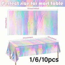 1PC Foil Plastic Tablecloth,Rectangular Shiny Table Cloth Metallic Disposable Party Table Cover For Wedding Birthday Bridal Shower Anniversary New Year Party Decorations - Iridescent Silver - View 4