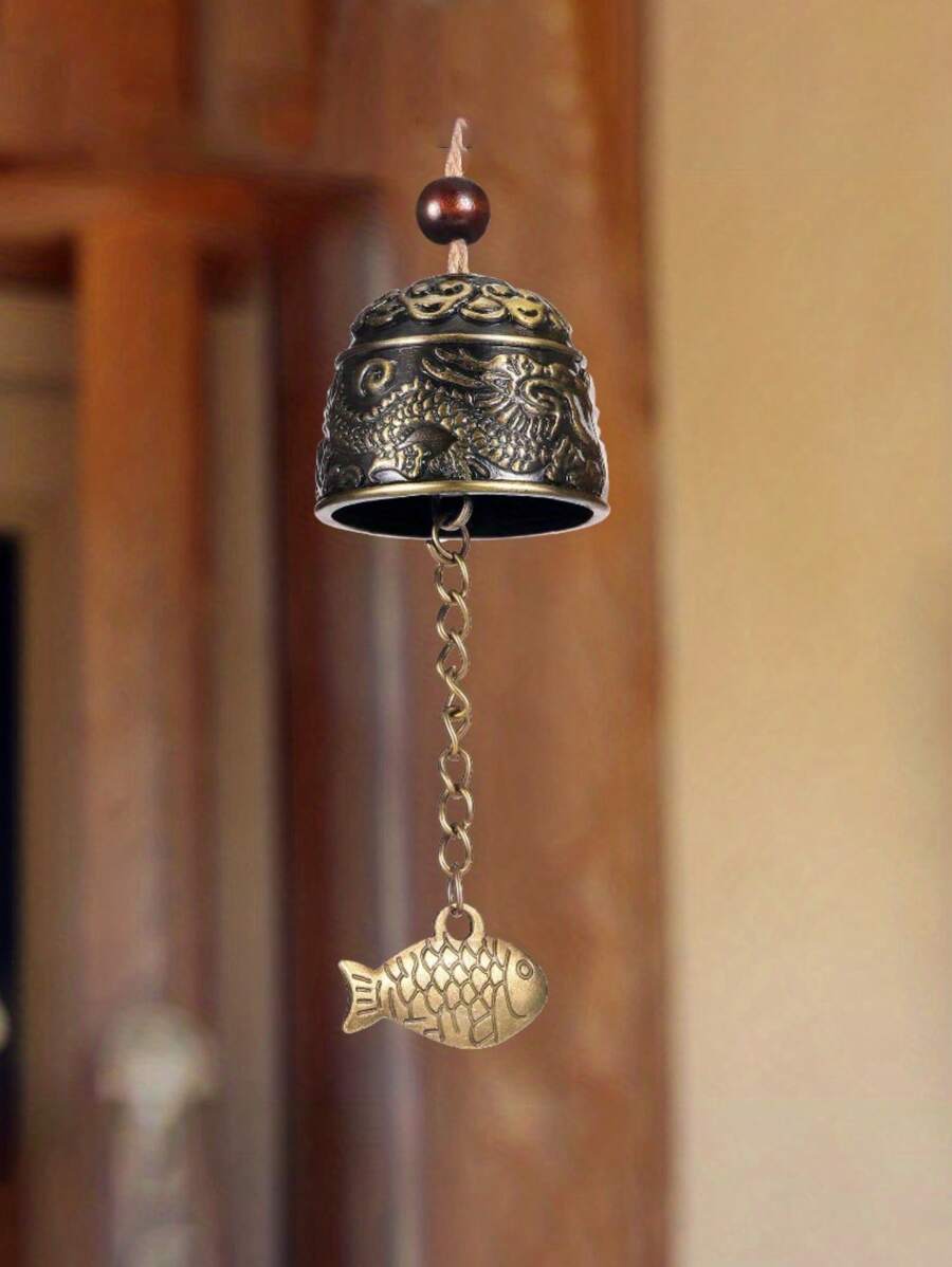 1pc, Vintage Bell Wind Chimes,Dragon, Carp Patterns,Good Luck Hanging Bell For Home Garden Good Luck Blessing Patio Yard Indoor Outdoor Front Door Decorations Home Decor Christmas Decorations Room Decor Christmas