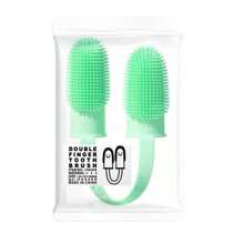 Cepillo de dientes para perro, kit de cepillo de dientes de dedo, cerdas de 135º para una fácil limpieza de los dientes, cepillo de dientes doble de dedo para el cuidado dental de cachorros, gatos y mascotas pequeñas