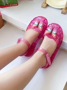 Letnie buty żelowe Rainbow Butterfly dla małych dziewczynek, małe sandały rzymskiej księżniczki i buty plażowe - Wyrazisty róż - Zobacz 2