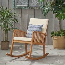 Rocking Chair With Cushions, Solid Acacia Wood Veneer