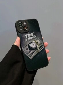 1 Ốp lưng điện thoại hình lỗ kim Time & Money màu đen tương thích với iPhone 17, Air, 17 Pro, 17 Pro Max, 13, 16 Pro Max, 16 Plus, 16, 14, 15, 16 Pro, Ốp lưng điện thoại, Galaxy - Nhiều màu - Xem 1