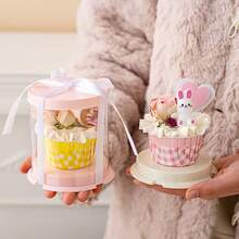 2pcs/3pcs/8pcs/9pcs/109pcs Valentine's Day 2-Inch Red Paper Cup Cake Transparent Portable Box Round Packaging Box Heart Shaped Candle Confession Decoration - Multicolor - View 5