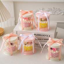 2pcs/3pcs/8pcs/9pcs/109pcs Valentine's Day 2-Inch Red Paper Cup Cake Transparent Portable Box Round Packaging Box Heart Shaped Candle Confession Decoration - Multicolor - View 4