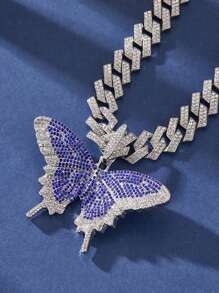 2 件女士时尚优雅玫瑰金蝴蝶吊坠嘻哈链个性化项链，最佳朋友礼物，节日礼物