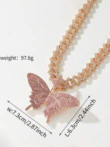 2 件女士时尚优雅玫瑰金蝴蝶吊坠嘻哈链个性化项链，最佳朋友礼物，节日礼物