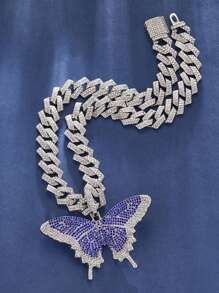 2 件女士时尚优雅玫瑰金蝴蝶吊坠嘻哈链个性化项链，最佳朋友礼物，节日礼物